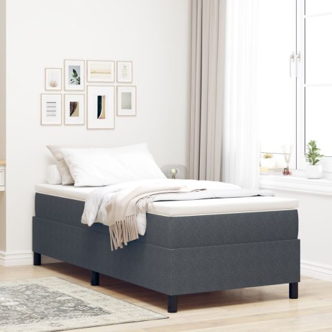 ŁÓŻKO BOX SPRING CIEMNOSZARE 100X200CM Z TKANINY SZTRUKSOWEJ