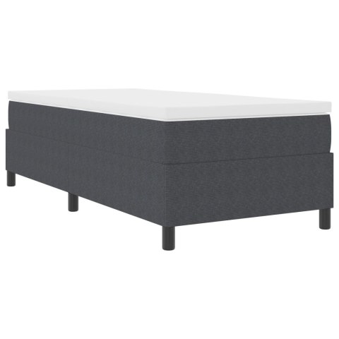 ŁÓŻKO BOX SPRING CIEMNOSZARE 100X200CM Z TKANINY SZTRUKSOWEJ
