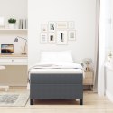 ŁÓŻKO BOX SPRING CIEMNOSZARE 100X200CM Z TKANINY SZTRUKSOWEJ