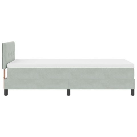 ŁÓŻKO BOX SPRING Z MATERACEM JASNOSZARY 90X200CM AKSAMIT