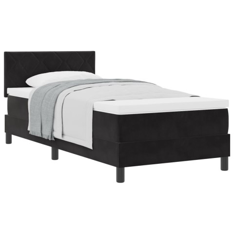 ŁÓŻKO TYPU BOX SPRING Z MATERACEM CZARNE POJEDYNCZE AKSAMITNE