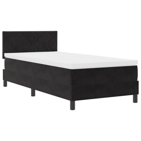 ŁÓŻKO TYPU BOX SPRING Z MATERACEM CZARNE POJEDYNCZE AKSAMITNE