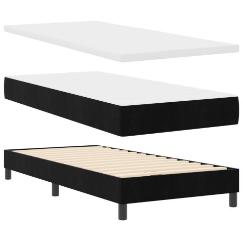 ŁÓŻKO TYPU BOX SPRING Z MATERACEM CZARNE POJEDYNCZE AKSAMITNE