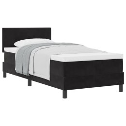 BOX SPRING ŁÓŻKO Z MATERACEM CZARNE POJEDYNCZE AKSAMITNE
