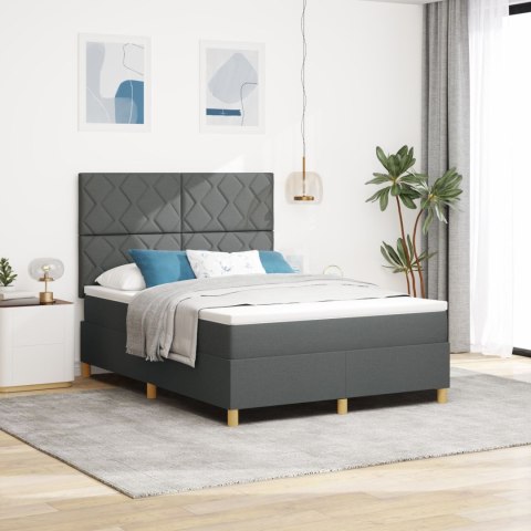 ŁÓŻKO BOXSPRING Z MATERACEM CIEMNOSZARY 140X200CM TKANINA