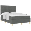 ŁÓŻKO BOXSPRING Z MATERACEM CIEMNOSZARY 140X200CM TKANINA