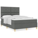 ŁÓŻKO BOXSPRING Z MATERACEM CIEMNOSZARY 140X200CM TKANINA