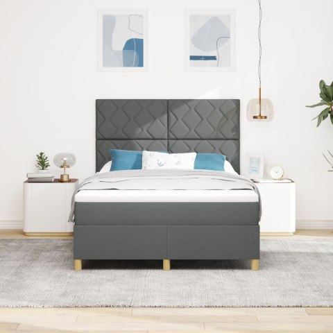 ŁÓŻKO BOXSPRING Z MATERACEM CIEMNOSZARY 140X200CM TKANINA