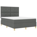 ŁÓŻKO BOXSPRING Z MATERACEM CIEMNOSZARY 140X200CM TKANINA