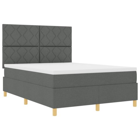 ŁÓŻKO BOXSPRING Z MATERACEM CIEMNOSZARY 140X200CM TKANINA