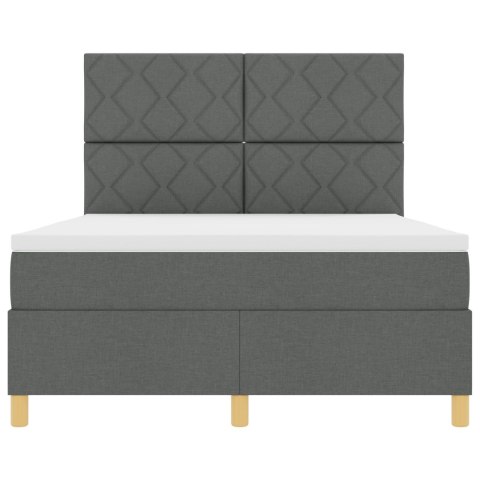 ŁÓŻKO BOXSPRING Z MATERACEM CIEMNOSZARY 140X200CM TKANINA