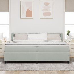 ŁÓŻKO BOX SPRING Z MATERACEM JASNOSZARY 200X200CM AKSAMIT