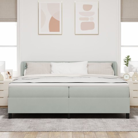 ŁÓŻKO BOX SPRING Z MATERACEM JASNOSZARY 200X200CM AKSAMIT