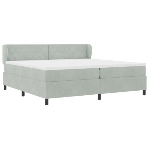 ŁÓŻKO BOX SPRING Z MATERACEM JASNOSZARY 200X200CM AKSAMIT
