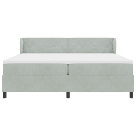 ŁÓŻKO BOX SPRING Z MATERACEM JASNOSZARY 200X200CM AKSAMIT