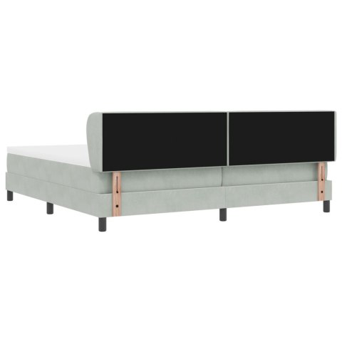 ŁÓŻKO BOX SPRING Z MATERACEM JASNOSZARY 200X200CM AKSAMIT