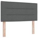 ŁÓŻKO Z POJEMNIKIEM Z MATERACEM CIEMNOSZARY 90X200CM TKANINA WEZGŁOWIE Z WZOREM LINII CIEMNOSZARE 90CM TKANINA