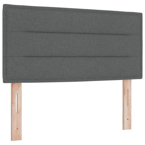 ŁÓŻKO Z POJEMNIKIEM Z MATERACEM CIEMNOSZARY 90X200CM TKANINA WEZGŁOWIE Z WZOREM LINII CIEMNOSZARE 90CM TKANINA