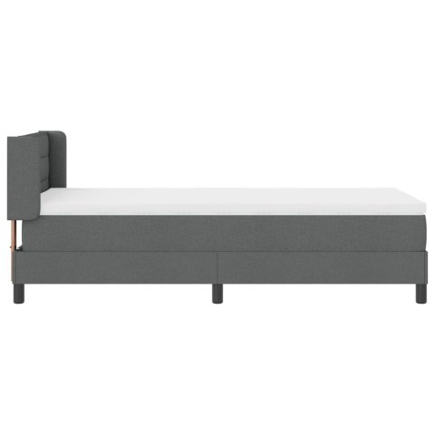 ŁÓŻKO Z POJEMNIKIEM Z MATERACEM CIEMNOSZARY 90X200CM TKANINA WEZGŁOWIE Z WZOREM LINII CIEMNOSZARE 90CM TKANINA
