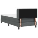 ŁÓŻKO Z POJEMNIKIEM Z MATERACEM CIEMNOSZARY 90X200CM TKANINA WEZGŁOWIE Z WZOREM LINII CIEMNOSZARE 90CM TKANINA