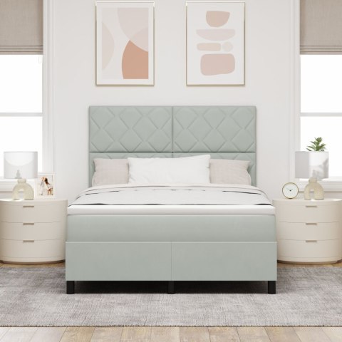 ŁÓŻKO Z RAMĄ Z MATERACEM JASNOSZARE 140X190CM AKSAMIT