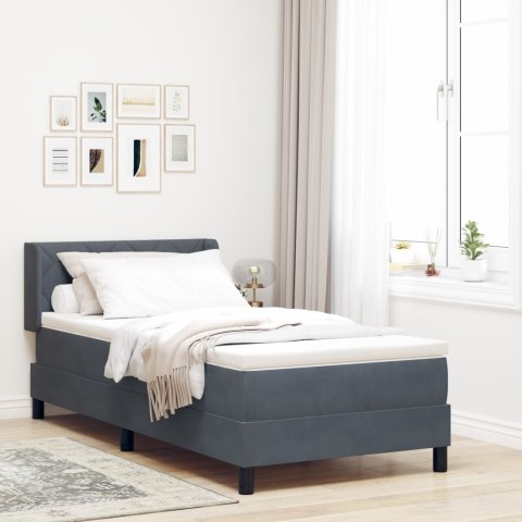 ŁÓŻKO BOX SPRING Z MATERACEM SZARE 90X200CM AKSAMITNE