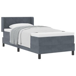 ŁÓŻKO BOX SPRING Z MATERACEM SZARE 90X200CM AKSAMITNE