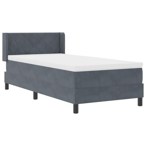 ŁÓŻKO BOX SPRING Z MATERACEM SZARE 90X200CM AKSAMITNE