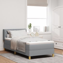 ŁÓŻKO NA STELAŻU Z MATERACEM JASNOSZARY 90X200CM MATERIAŁ WEZGŁOWIE Z DESIGNEM ROMBÓW JASNOSZARY 90CM MATERIAŁ