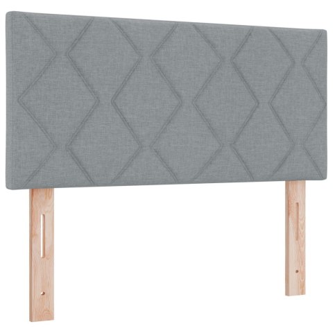 ŁÓŻKO NA STELAŻU Z MATERACEM JASNOSZARY 90X200CM MATERIAŁ WEZGŁOWIE Z DESIGNEM ROMBÓW JASNOSZARY 90CM MATERIAŁ