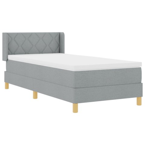 ŁÓŻKO NA STELAŻU Z MATERACEM JASNOSZARY 90X200CM MATERIAŁ WEZGŁOWIE Z DESIGNEM ROMBÓW JASNOSZARY 90CM MATERIAŁ
