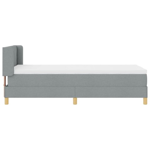 ŁÓŻKO NA STELAŻU Z MATERACEM JASNOSZARY 90X200CM MATERIAŁ WEZGŁOWIE Z DESIGNEM ROMBÓW JASNOSZARY 90CM MATERIAŁ