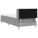 ŁÓŻKO NA STELAŻU Z MATERACEM JASNOSZARY 90X200CM MATERIAŁ WEZGŁOWIE Z DESIGNEM ROMBÓW JASNOSZARY 90CM MATERIAŁ