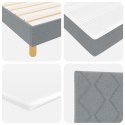 ŁÓŻKO NA STELAŻU Z MATERACEM JASNOSZARY 90X200CM MATERIAŁ WEZGŁOWIE Z DESIGNEM ROMBÓW JASNOSZARY 90CM MATERIAŁ