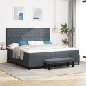 BOX SPRING BED Z MATERACEM I ŁAWKĄ CIEMNOSZARY 200X200CM AKSAMIT