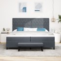 BOX SPRING BED Z MATERACEM I ŁAWKĄ CIEMNOSZARY 200X200CM AKSAMIT