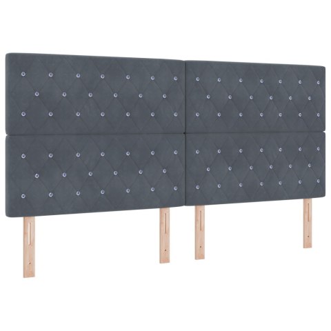 BOX SPRING BED Z MATERACEM I ŁAWKĄ CIEMNOSZARY 200X200CM AKSAMIT