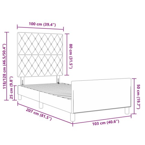 CZARNA RAMA ŁÓŻKA 100X200CM AKSAMIT