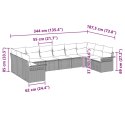 10 ELEMENTOWY ZESTAW SOF OGRODOWYCH Z PODUSZKAMI SZARY POLI RATTAN