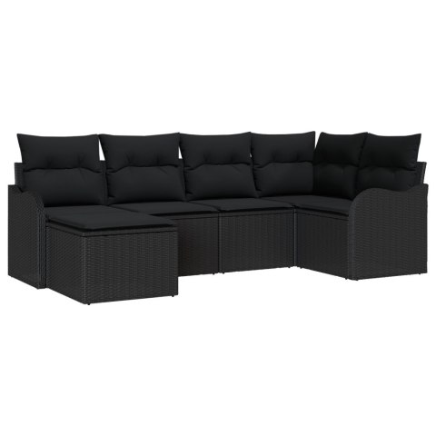 ZESTAW 6 CZĘŚCIOWYCH SOF OGRODOWYCH Z PODUSZKAMI CZARNY POLIRATTAN 2-OSOBOWA SOFA OGRODOWA Z PODUSZKAMI CZARNY PO