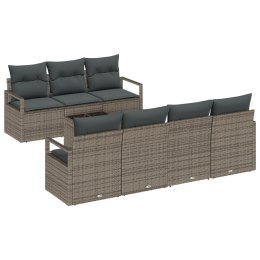 8-CZĘŚCIOWY ZESTAW SOFY OGRODOWEJ Z PODUSZKAMI W SZARYM KOLORZE - POLIRATTAN SOFA OGRODOWA 2-OSOBOWA Z PODUSZKAMI