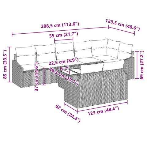 ZESTAW 8-ELEMENTOWY OGRODOWY Z PODUSZKAMI CZARNY POLI RATTAN