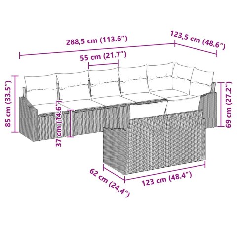 ZESTAW MEBLI OGRODOWYCH 8-ELEMENTOWY Z PODUSZKAMI CZARNY RATTAN SYNTETYCZNY