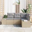 4-CZĘŚCIOWY ZESTAW SOF OGRODOWYCH Z PODUSZKAMI BEŻOWY POLI RATTAN