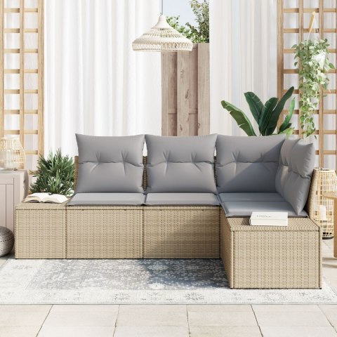 4-CZĘŚCIOWY ZESTAW SOF OGRODOWYCH Z PODUSZKAMI BEŻOWY POLI RATTAN