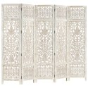 PARAWAN POKOJOWY 5-PANELOWY RZEŹBIONY BIAŁY 200X165CM DREWNO MANGO