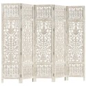 PARAWAN POKOJOWY 5-PANELOWY RZEŹBIONY BIAŁY 200X165CM DREWNO MANGO