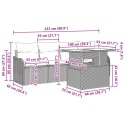 5-CZĘŚCIOWY ZESTAW SOF OGRODOWYCH Z PODUSZKAMI SZAREGO POLIRATTANU SOFA OGRODOWA NA 2 OSOBY Z PODUSZKAMI SZAREGO POLIRATTANU