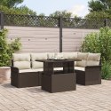 6-CZĘŚCIOWY ZESTAW MEBLI OGRODOWYCH Z PODUSZKAMI BRĄZOWY POLIRATTAN