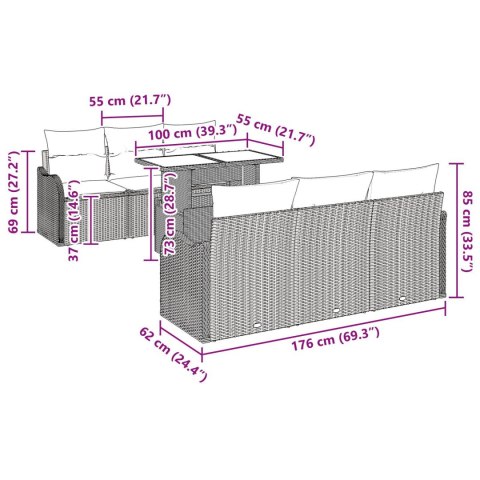 ZESTAW SOF OGRODOWYCH 7-ELEMENTOWY Z PODUSZKAMI SZARY POLIRATTAN ZESTAW SOF OGRODOWYCH 2-OSOBOWY Z PODUSZKAMI SZA